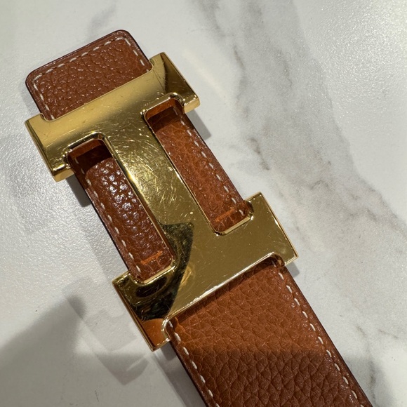 Hermes Brown Leather Constance Belt with Gold H Buckle - Picture 2 of 9